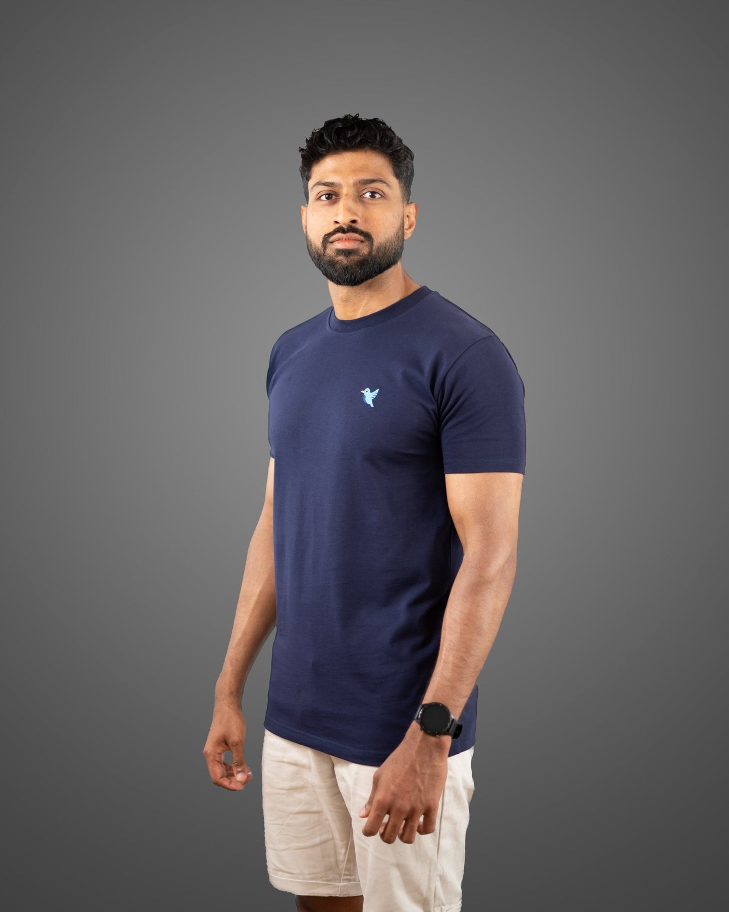 Minimalist T-shirt, Navy Blue, Men - NaturalGlobe.org